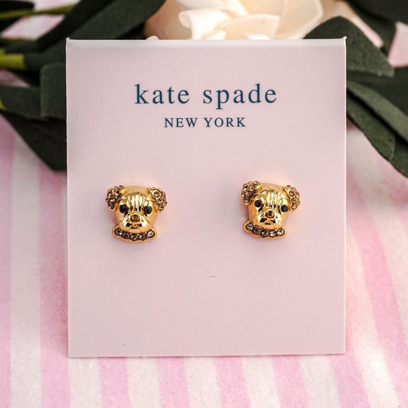Kate Spade Gold Puppy Stud Earrings - Brand New